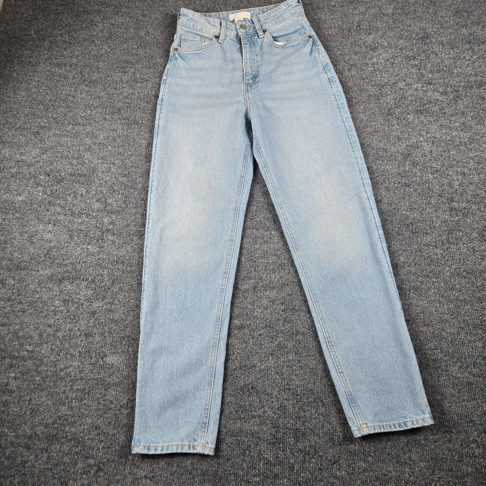 H&M Mom Jeans Womens 2 Light Blue High Waisted Straight Leg Denim (B12)